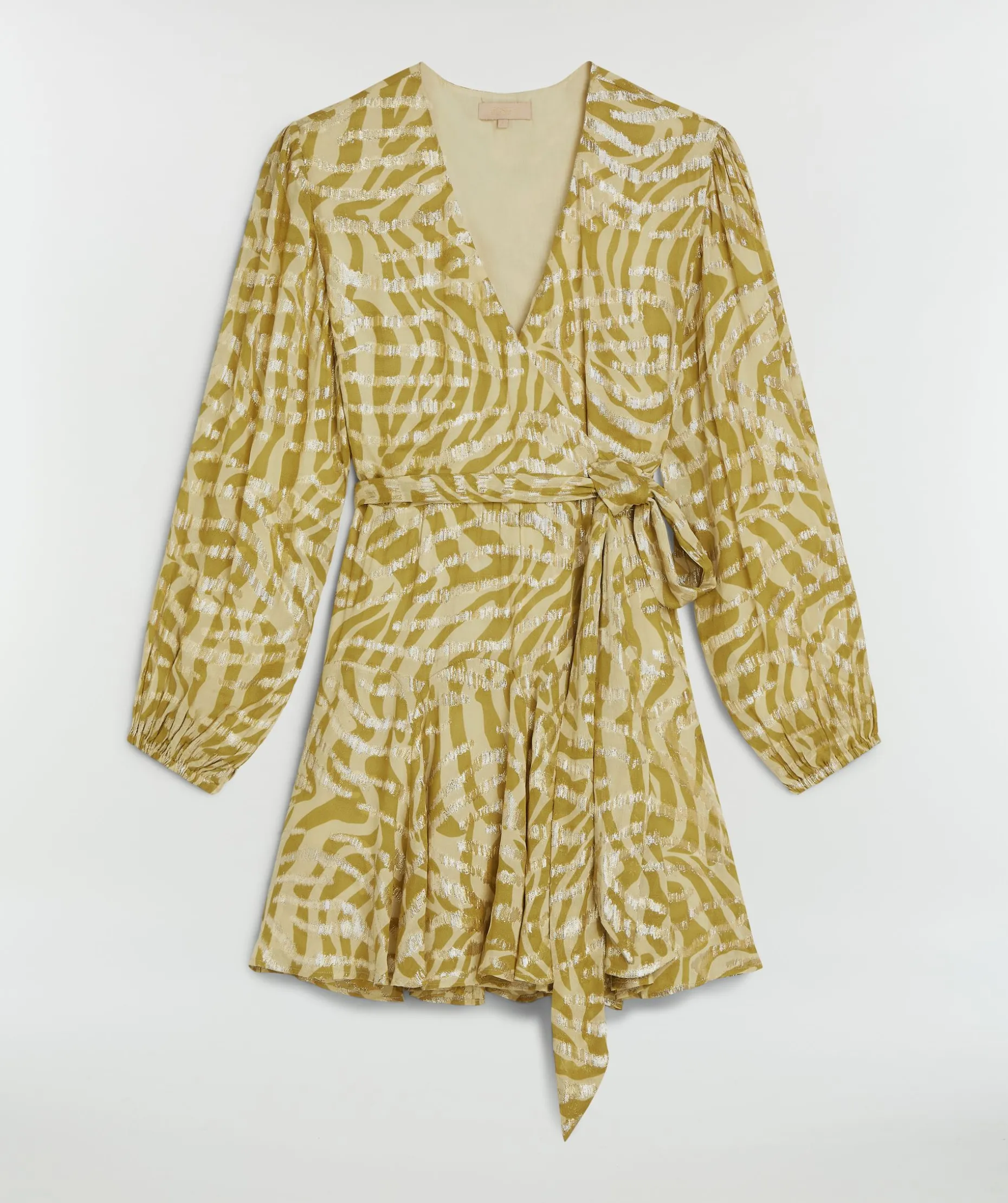 ALIYA overslagjurk met lurex - gold green