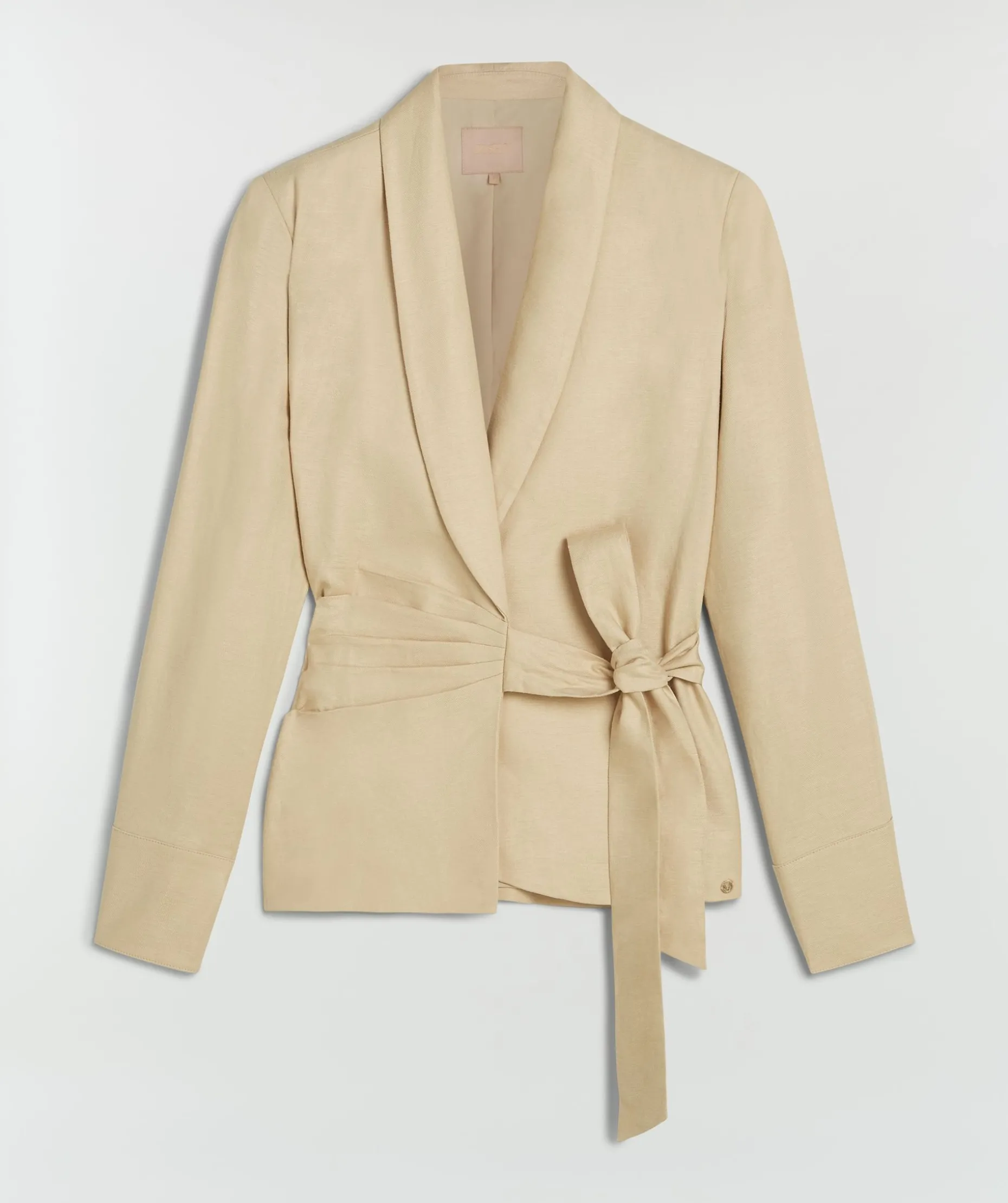 BENTHE fitted blazer met striksluiting - light sand