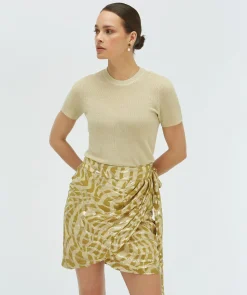 CAMEO high waisted overslagrok met lurex - gold green