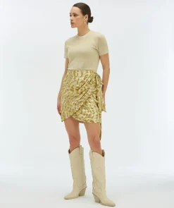 CAMEO high waisted overslagrok met lurex - gold green