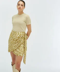 CAMEO high waisted overslagrok met lurex - gold green