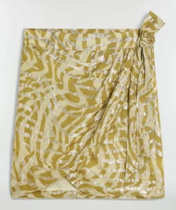 CAMEO high waisted overslagrok met lurex - gold green