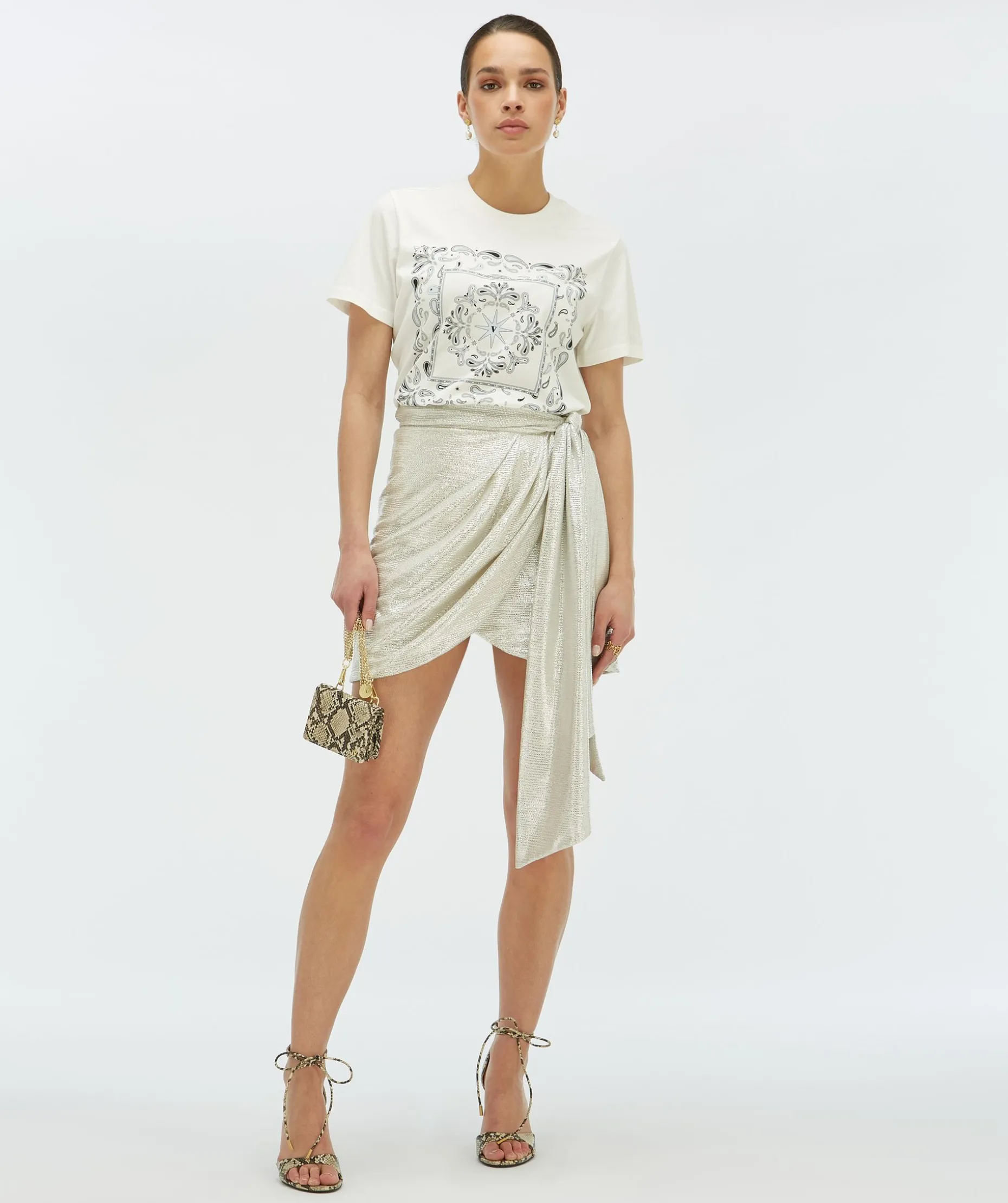 CAMEO regular fit overslagrok in metallic - silver glitter