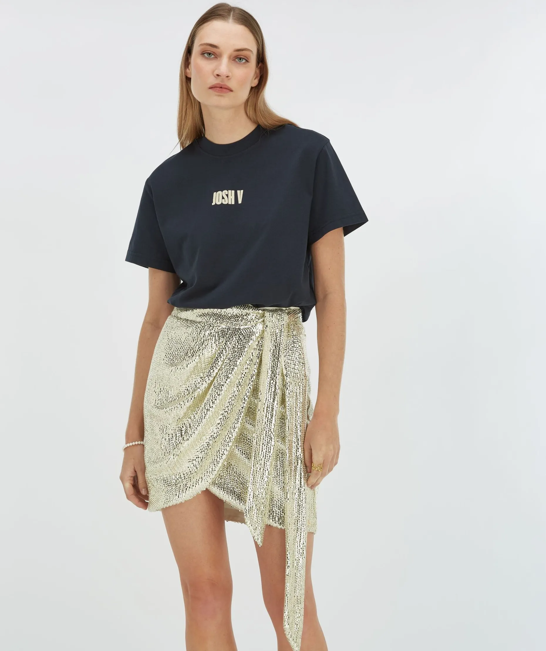 CAMEO regular fit rok met pailletten - light gold sequin
