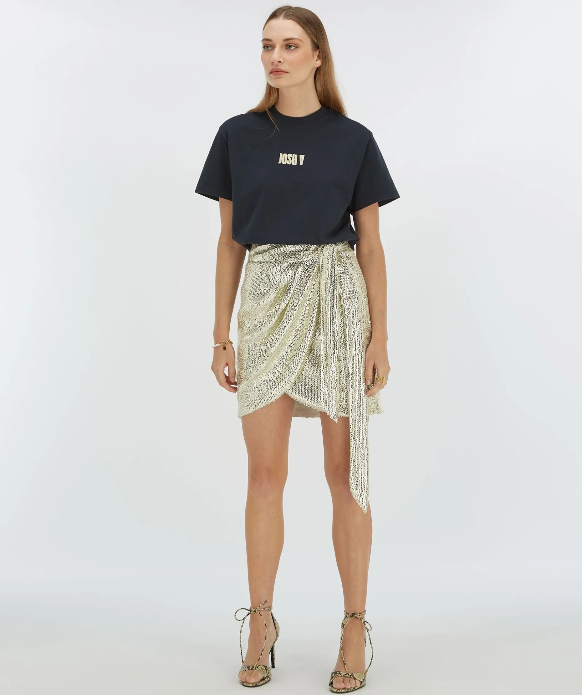 CAMEO regular fit rok met pailletten - light gold sequin