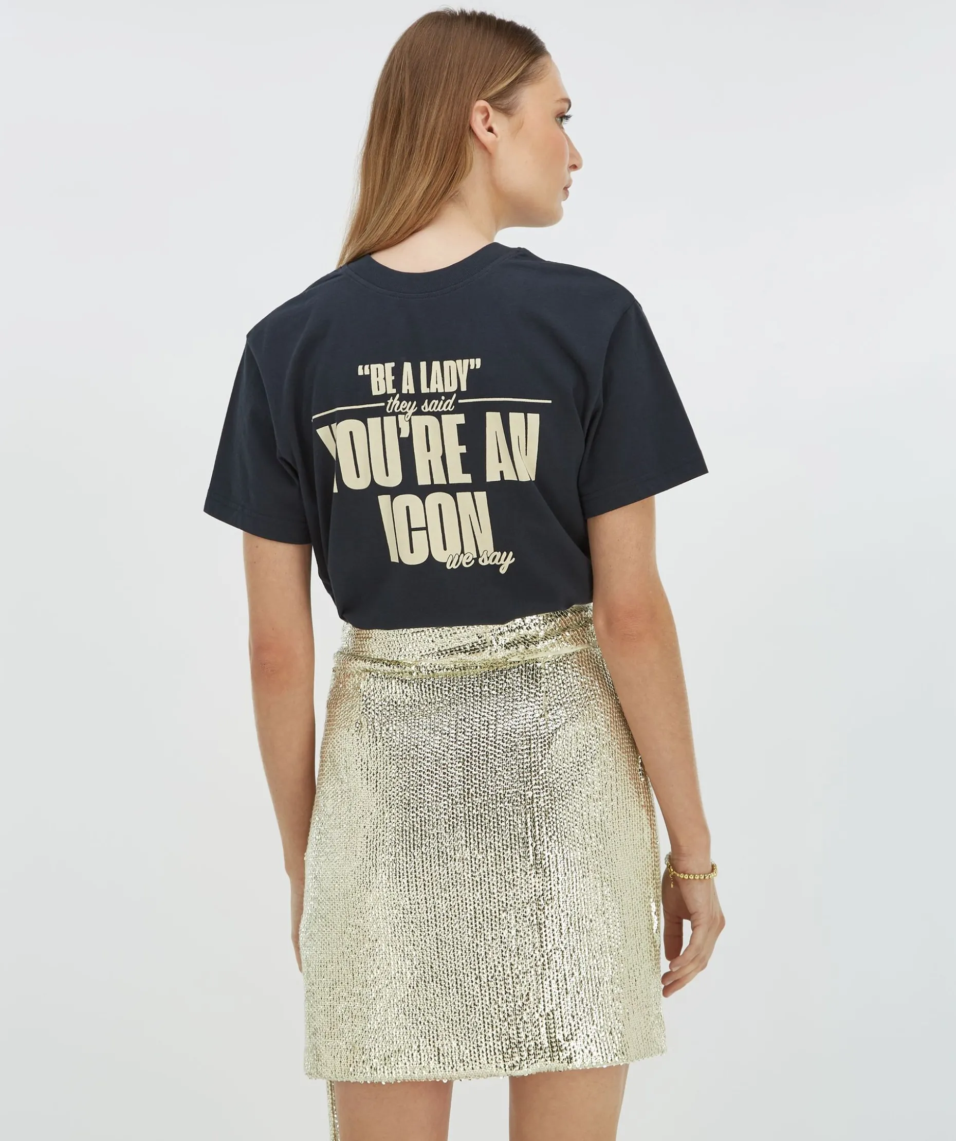 CAMEO regular fit rok met pailletten - light gold sequin