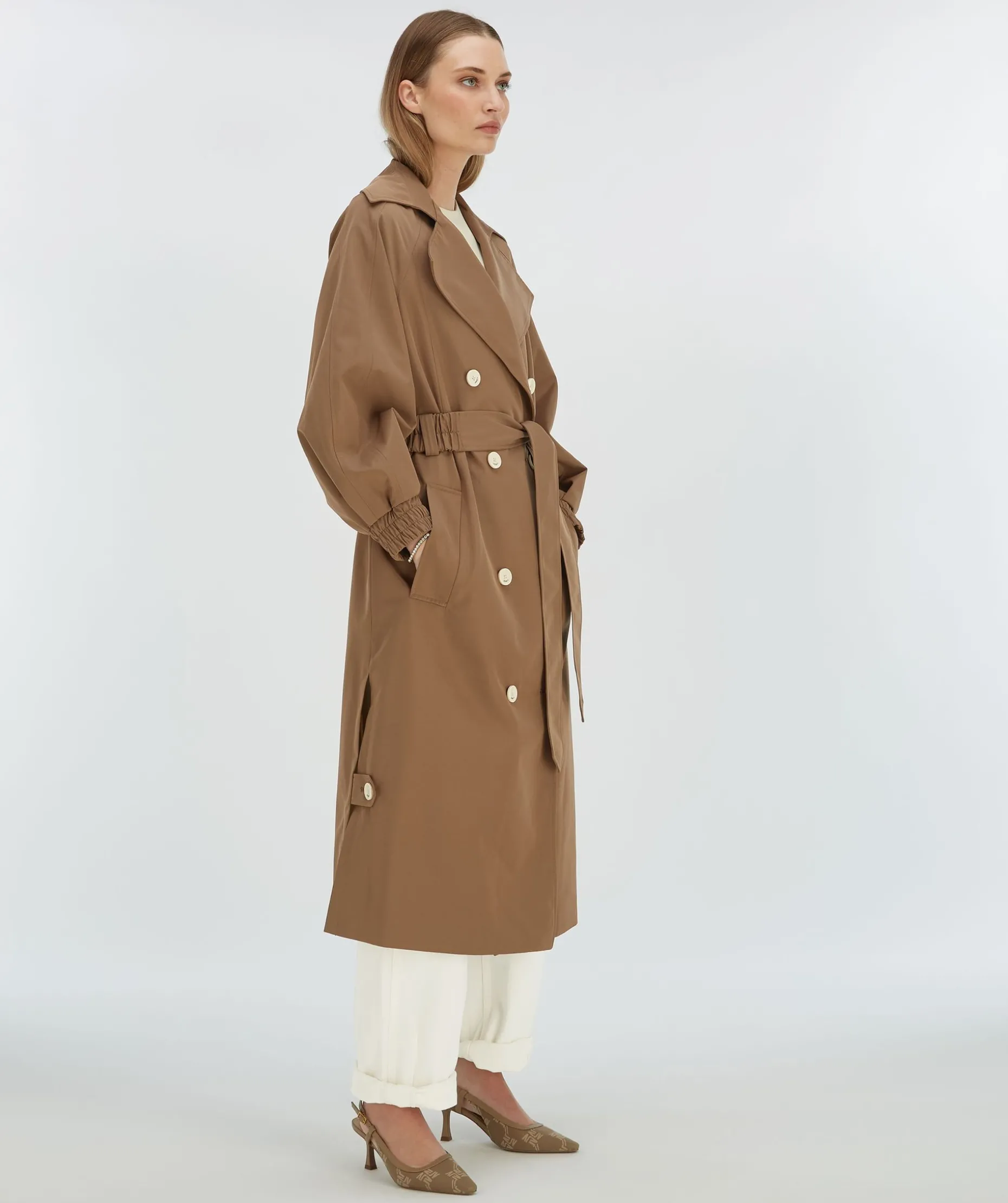 CELINE trenchcoat met metallic binnenzijde - mink