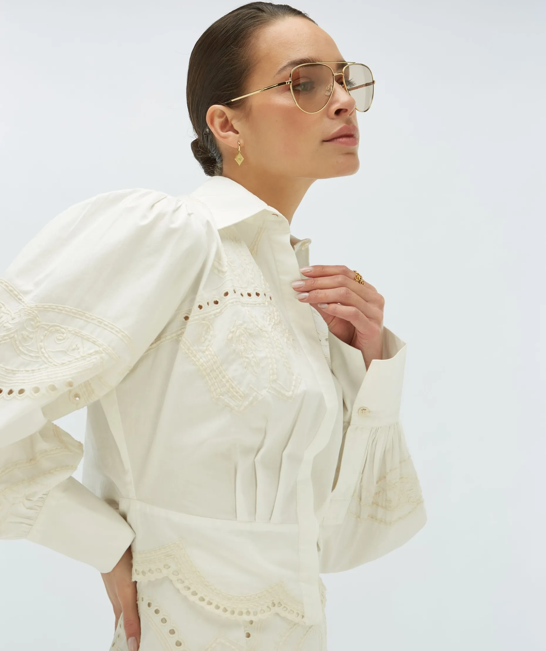 DAPHNE cropped blouse - white