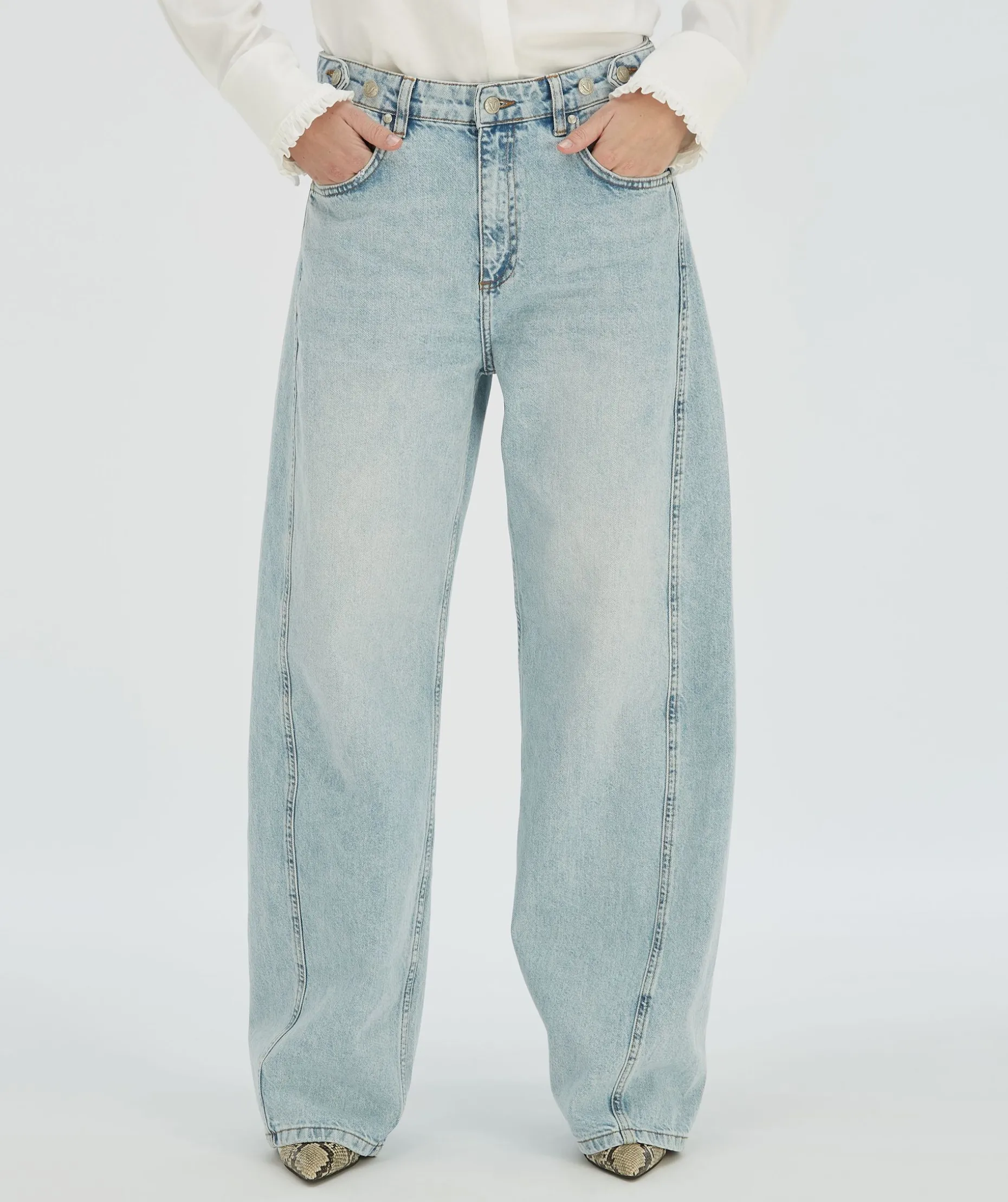 DEWI mid rise balloon fit jeans - blue denim