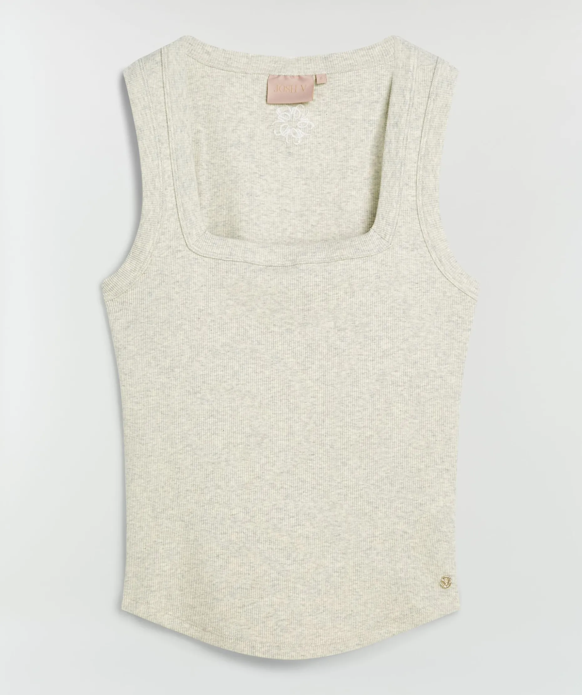 DIEDA fitted top met logo - ecru melange
