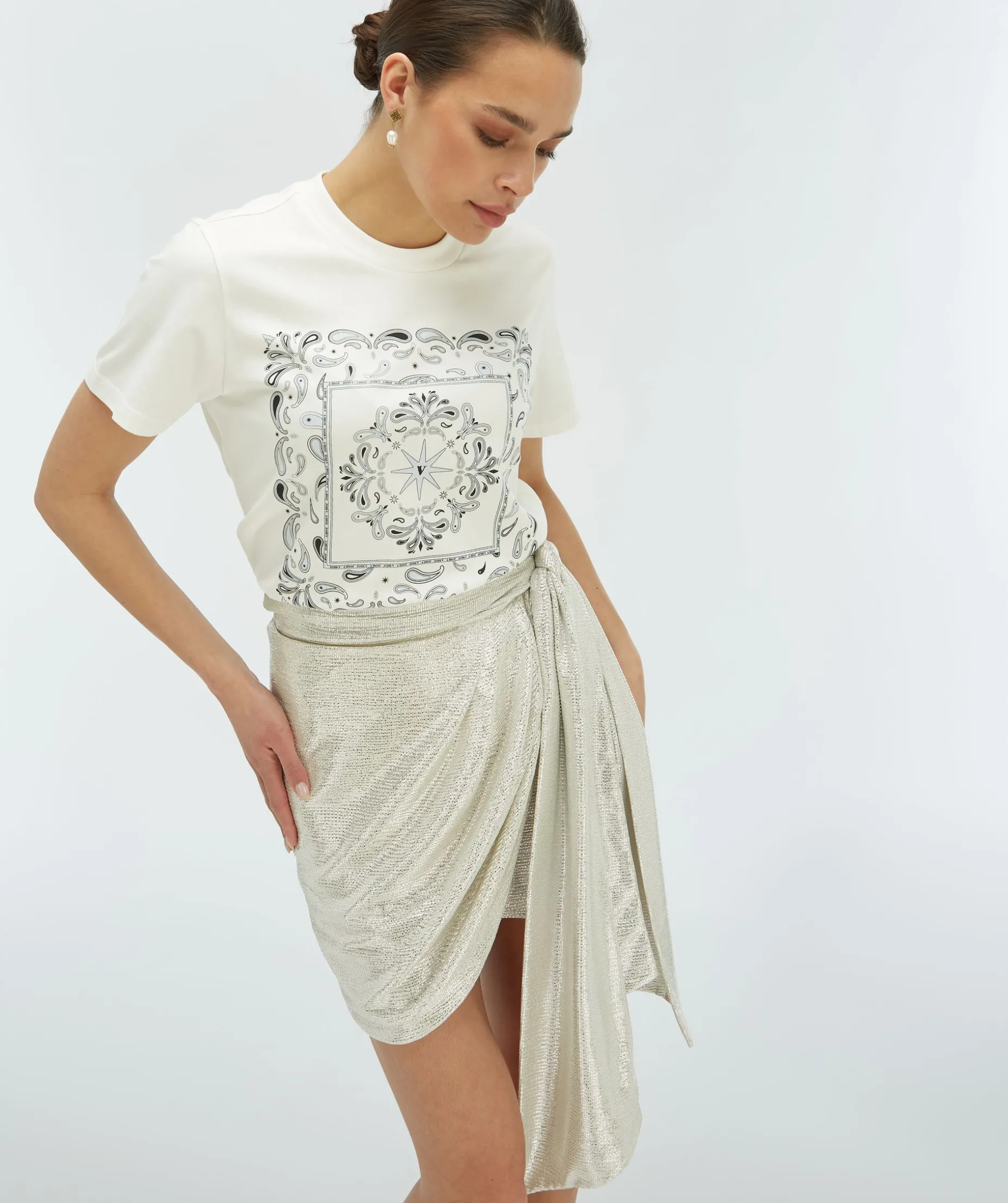 DORIE BANDANA T-shirt met logoprint - off white