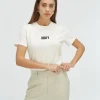 DORIE regular fit T-shirt met logo - light ecru