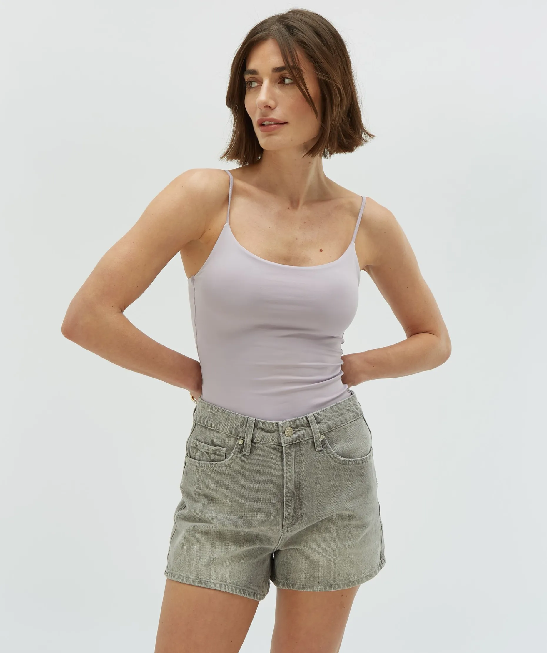 DUNE high waist regular fit shorts - grey denim