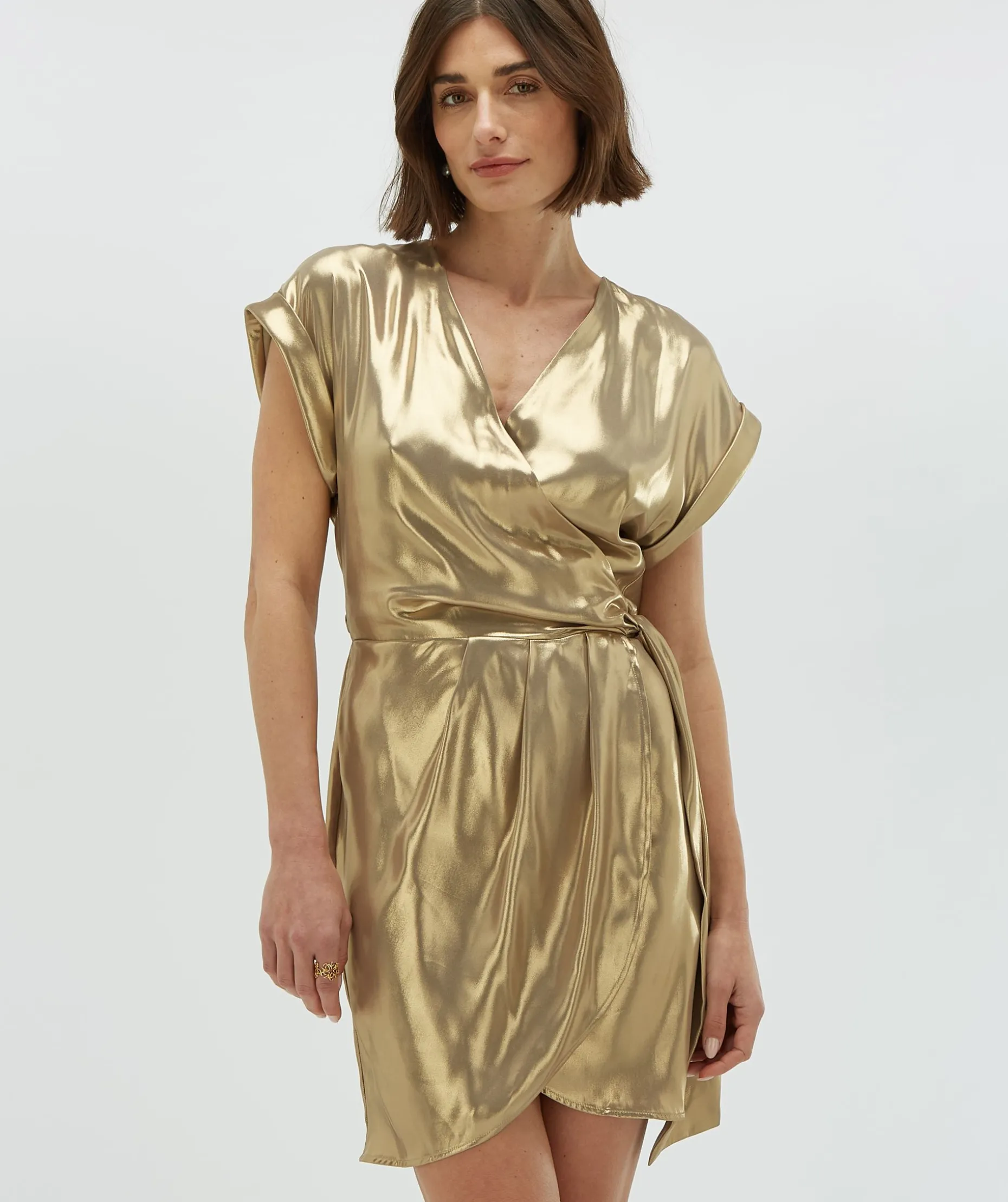 DYA regular fit overslagjurk - gold