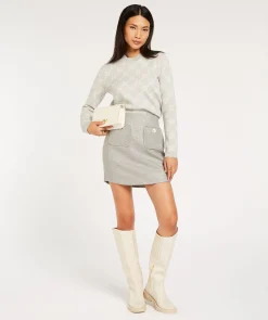 ELLEN fitted rok met lurex - grey silver
