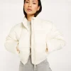 ELLIS korte puffer jas met logoprint - light ecru