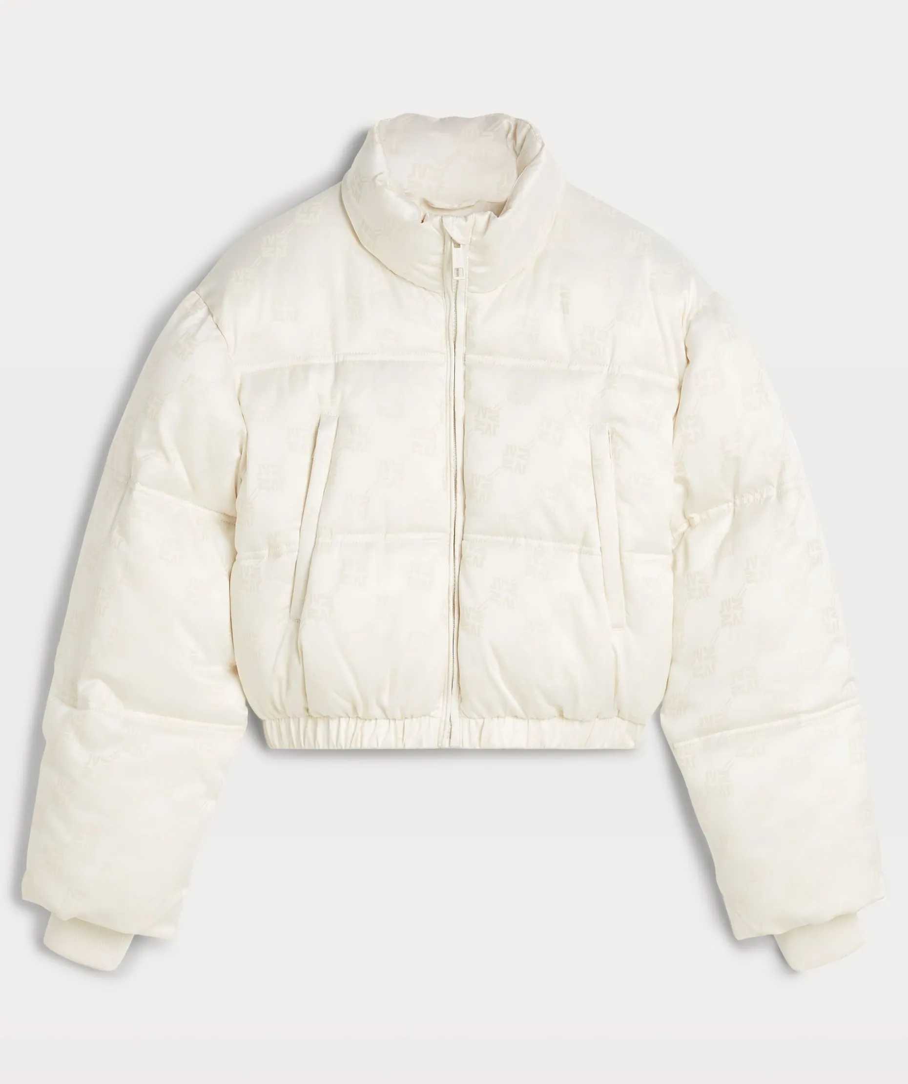 ELLIS korte puffer jas met logoprint - light ecru