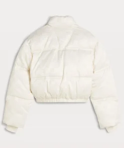 ELLIS korte puffer jas met logoprint - light ecru