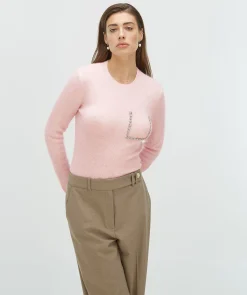 ESAI slim fit trui met sierstenen - pinkaboo melange