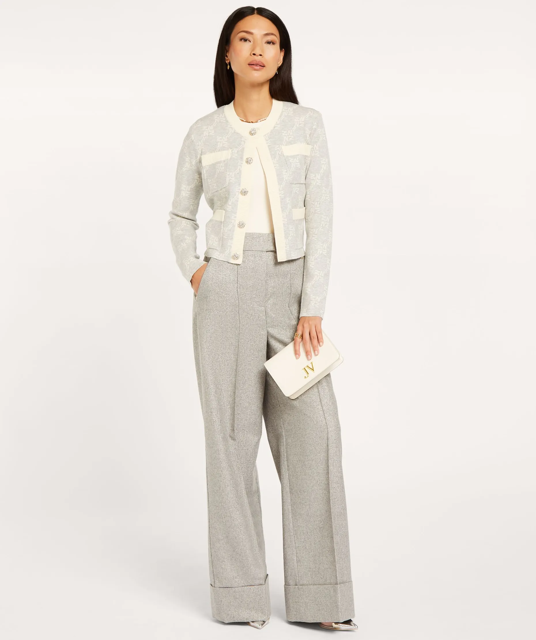 EVERLY slim fit vest met logoprint - grey melange