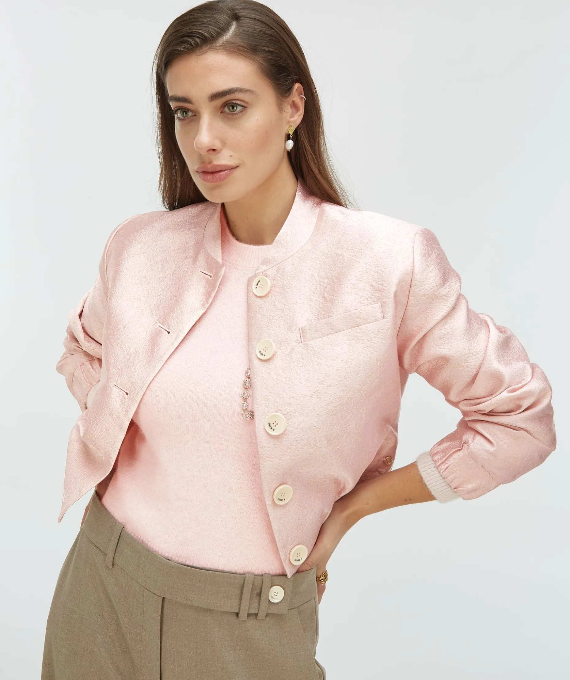 FABIENNE bomber jacket met lurex - pinkaboo