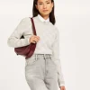 FAE slim fit trui met logoprint - grey melange