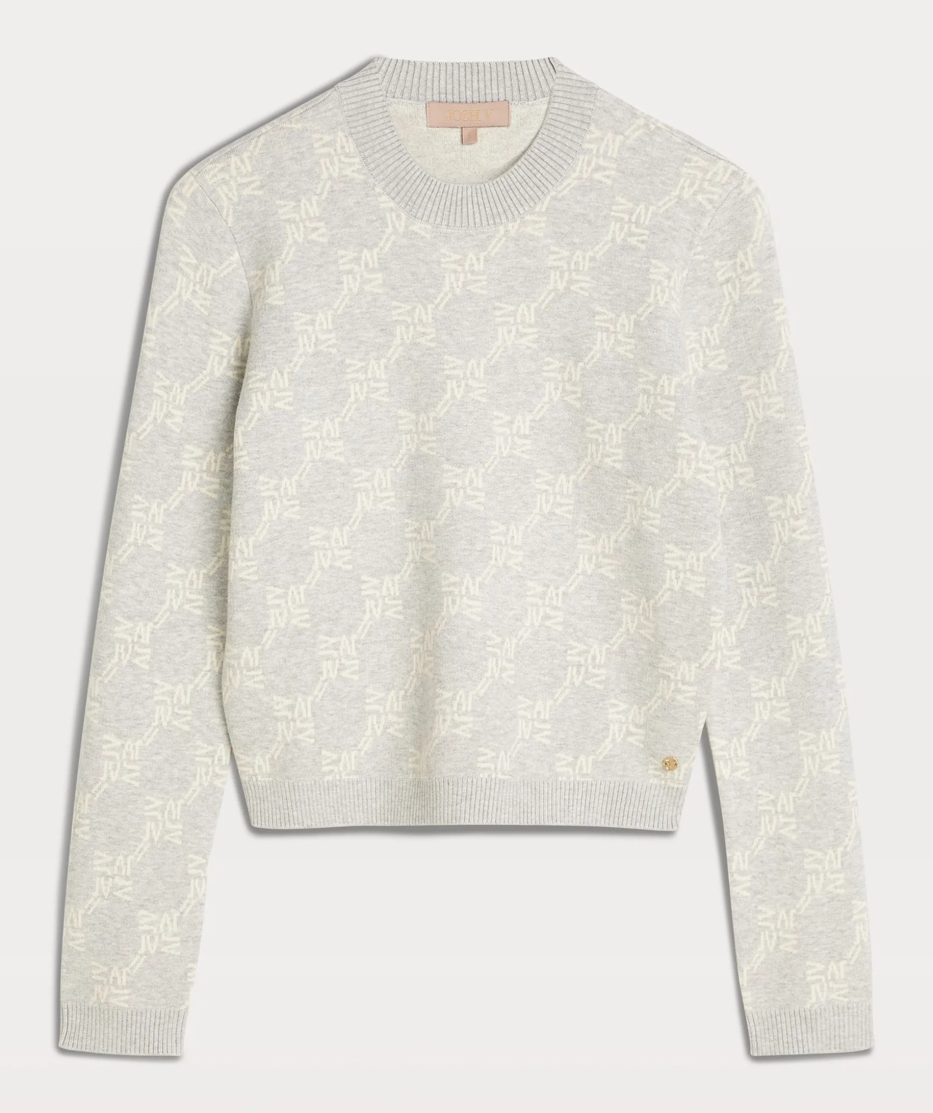 FAE slim fit trui met logoprint - grey melange