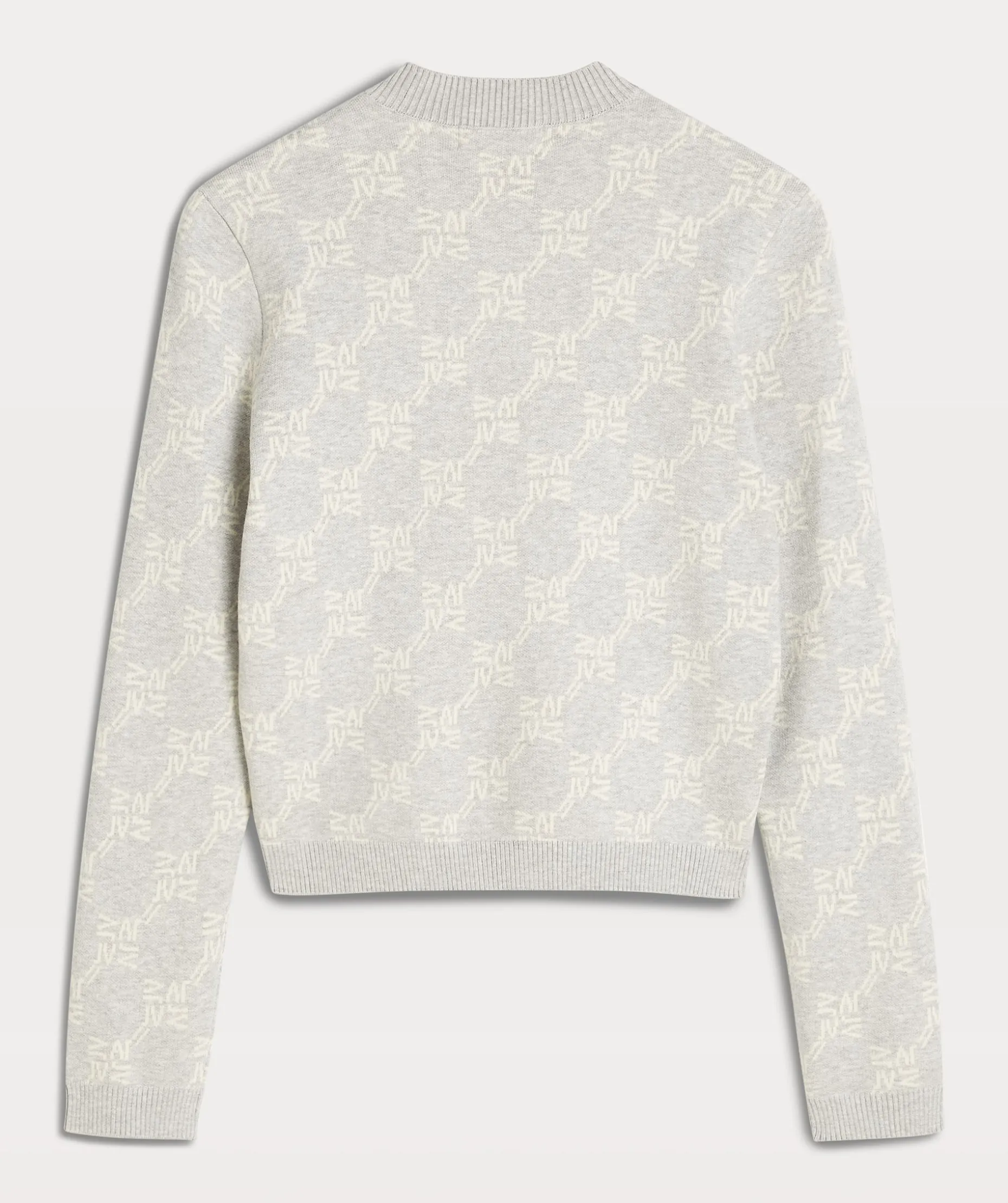 FAE slim fit trui met logoprint - grey melange