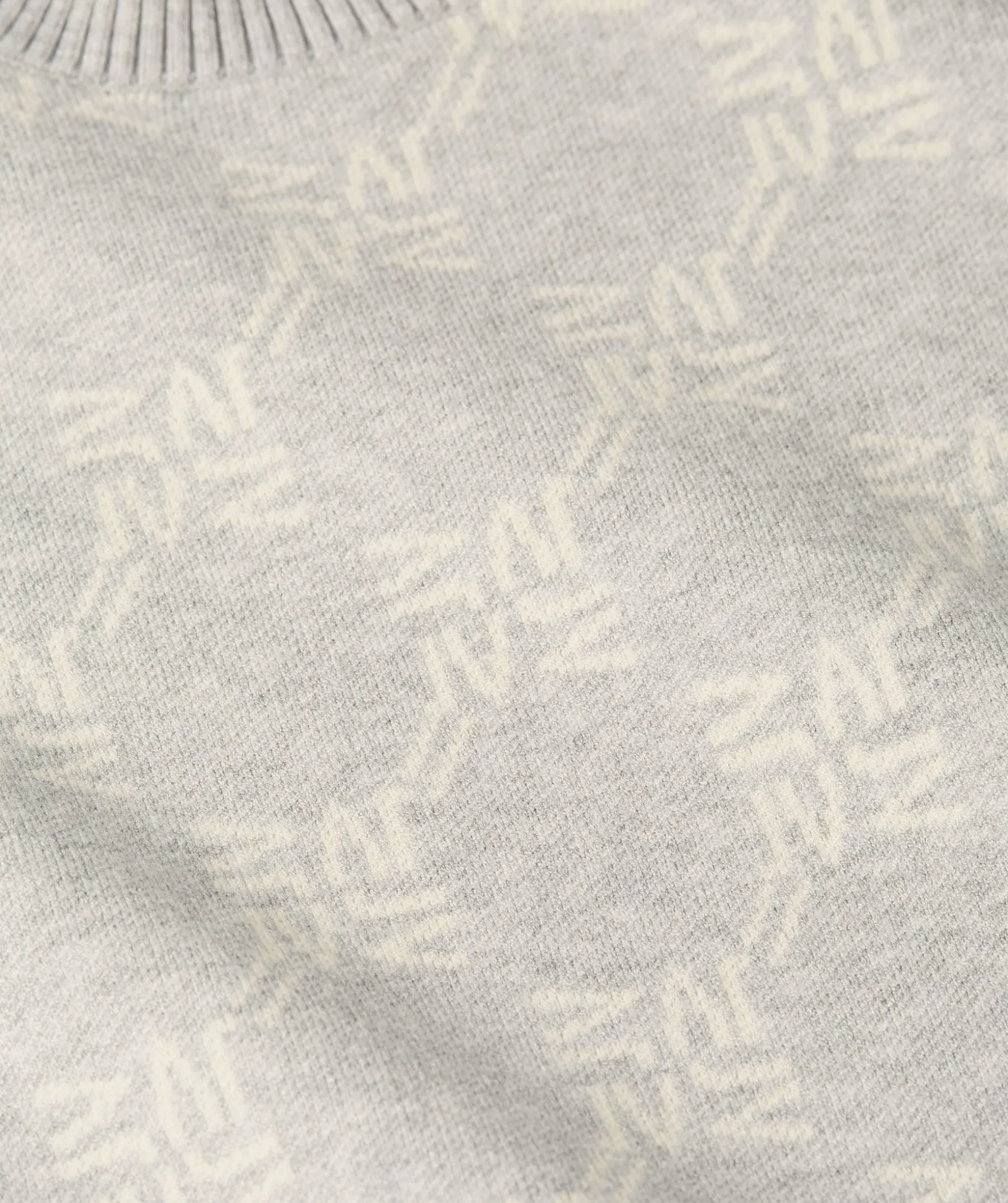 FAE slim fit trui met logoprint - grey melange