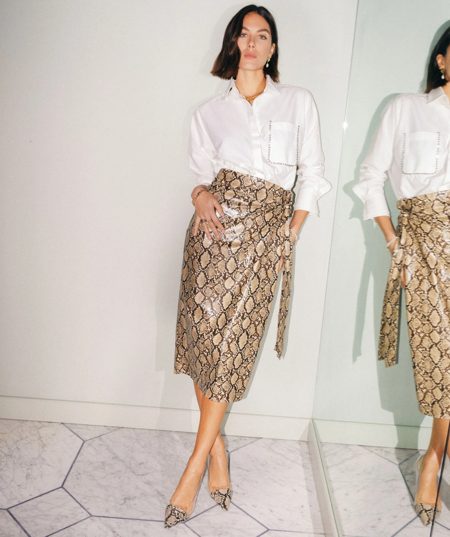 HANNAH high waisted rok met slangenprint - snake