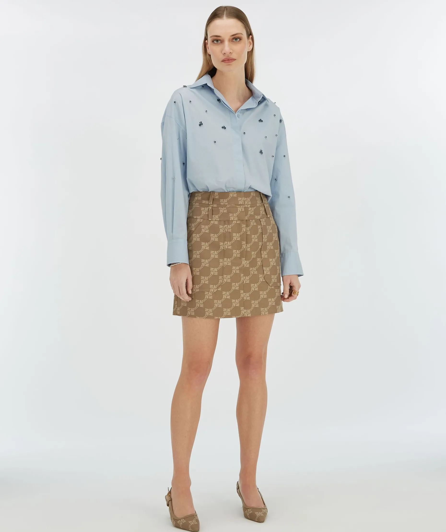 HAVA minirok met logoprint - mink