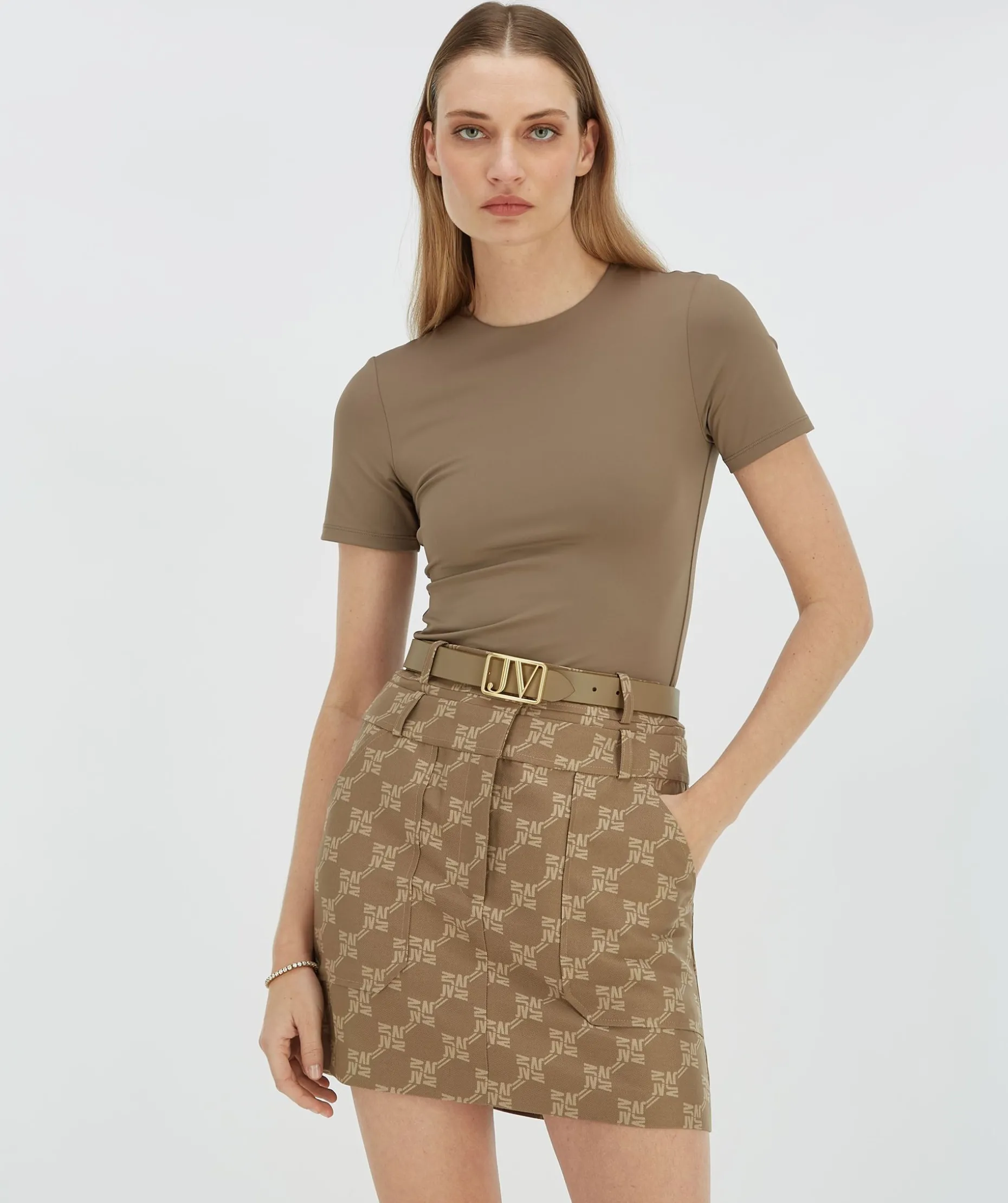 HAVA minirok met logoprint - mink