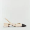 HELLIE slingbacks met contrasterende neus - beige black