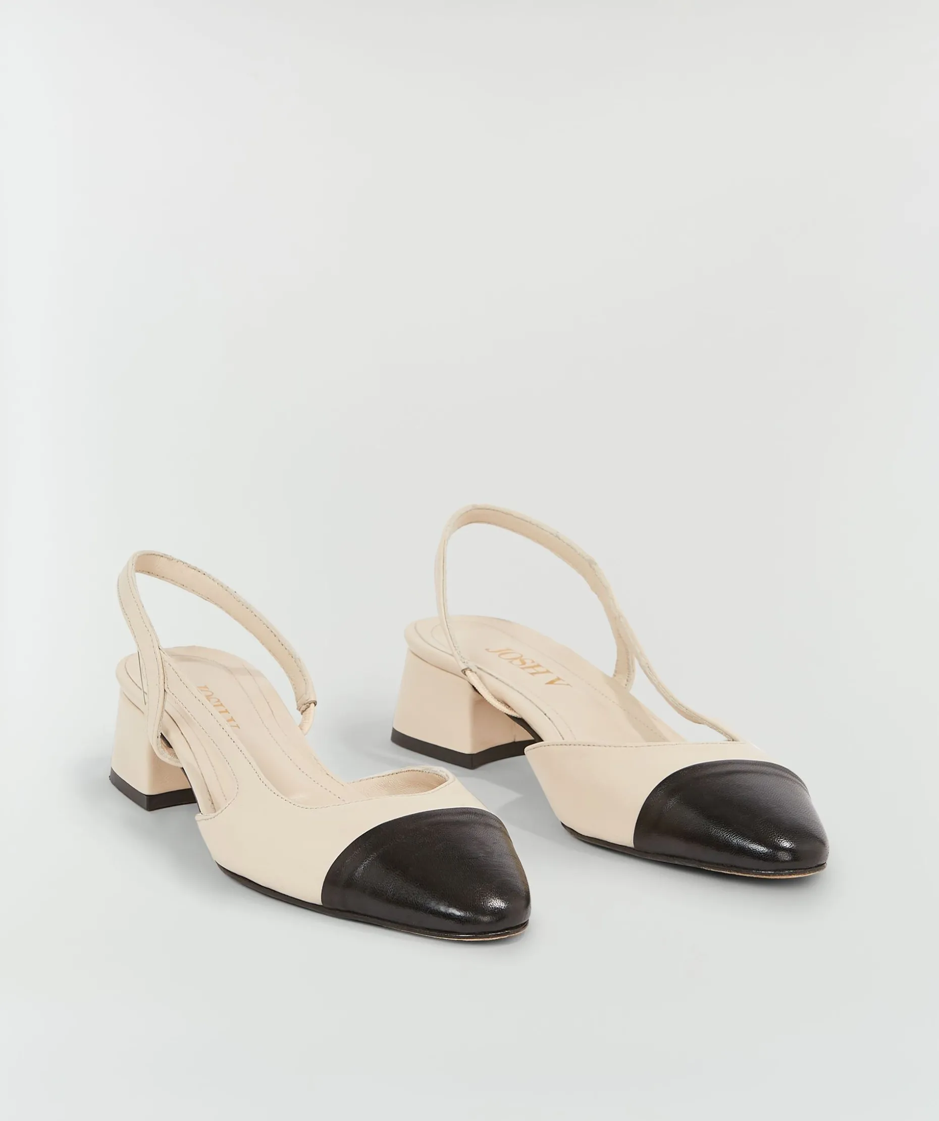 HELLIE slingbacks met contrasterende neus - beige black