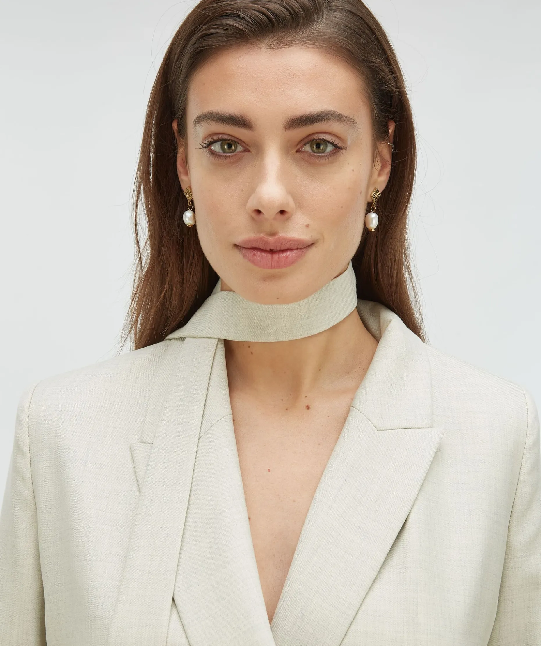 ISE straight fit blazer met strap - salt melange