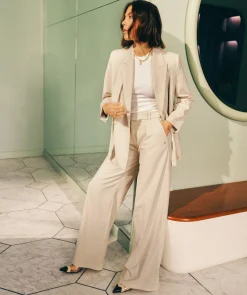 ISE straight fit blazer met strap - salt melange
