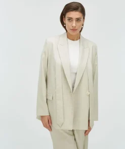 ISE straight fit blazer met strap - salt melange