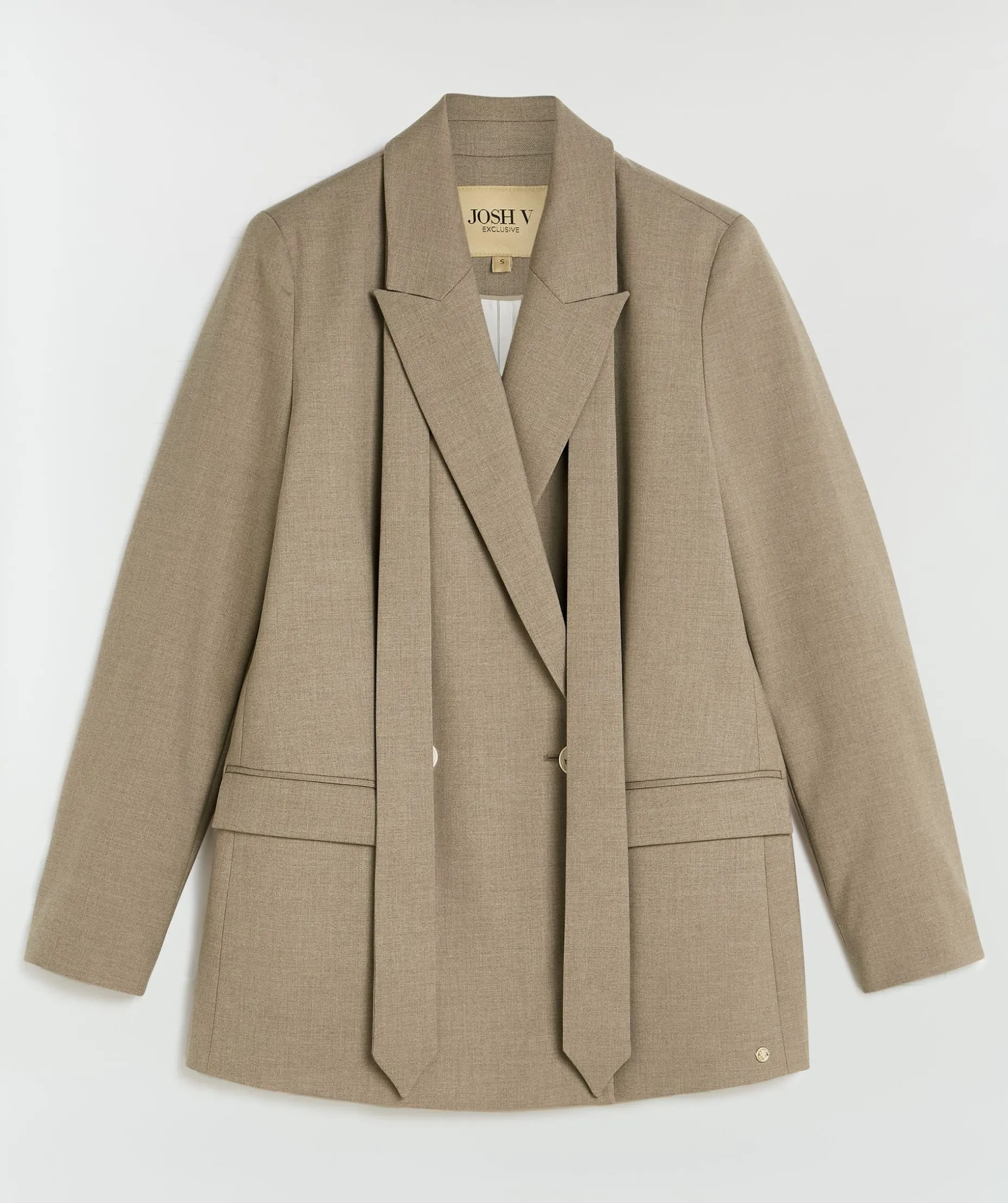 ISE straight fit blazer met strap - mink melange