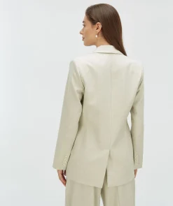 ISE straight fit blazer met strap - salt melange