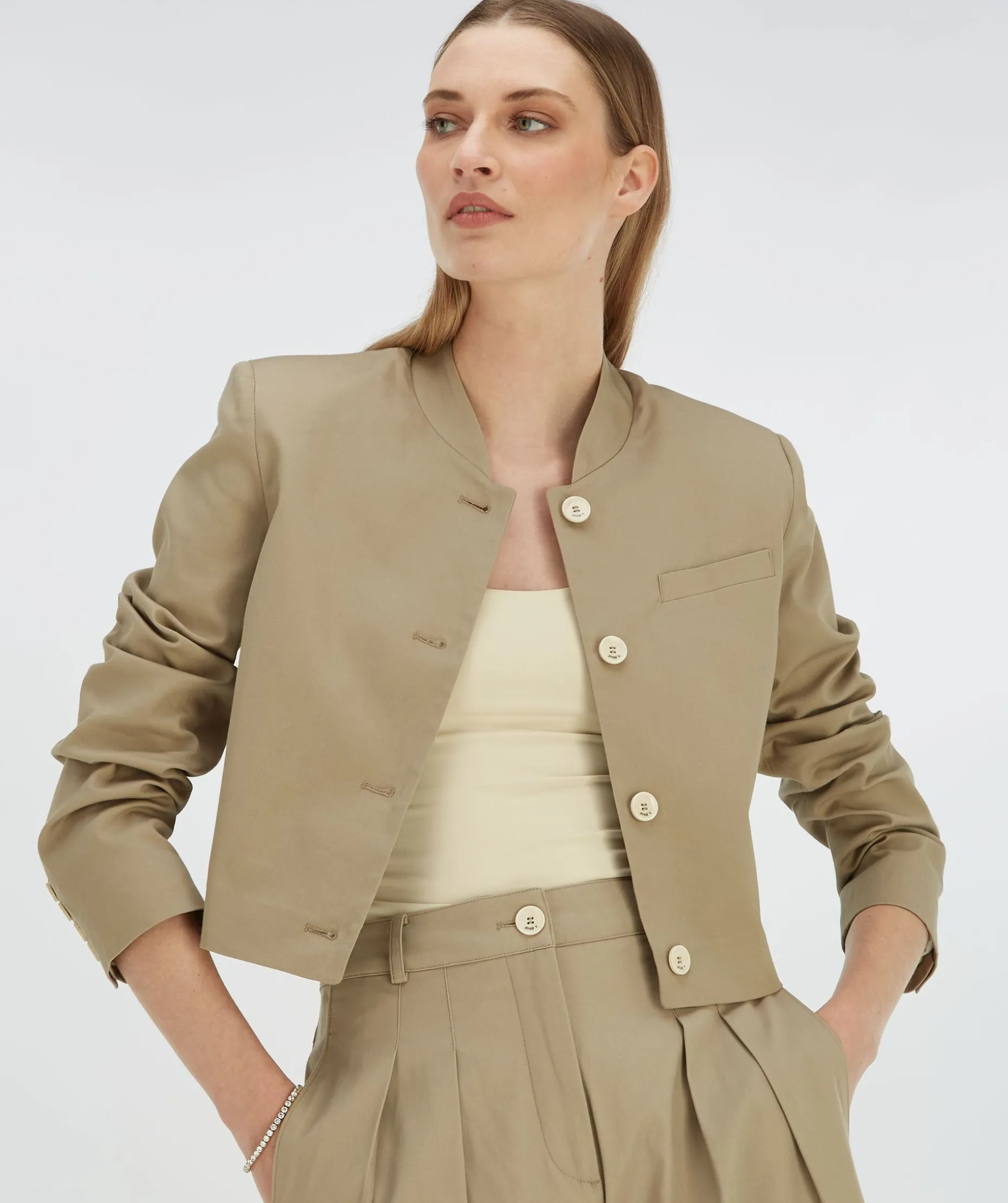 JAMIE cropped jacket - light mink