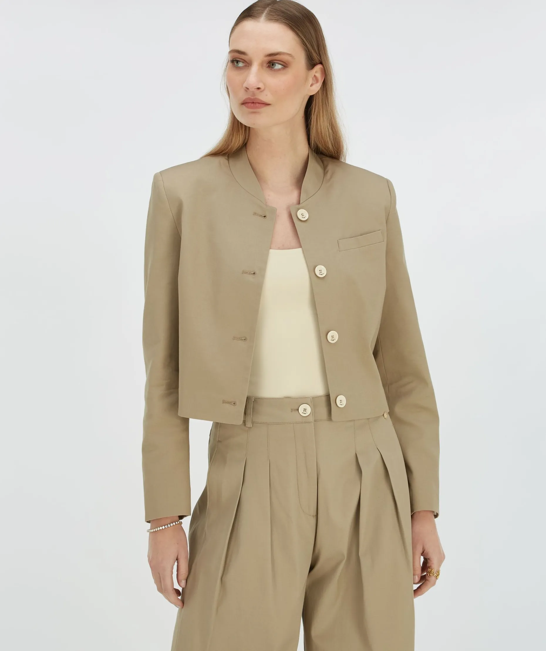 JAMIE cropped jacket - light mink