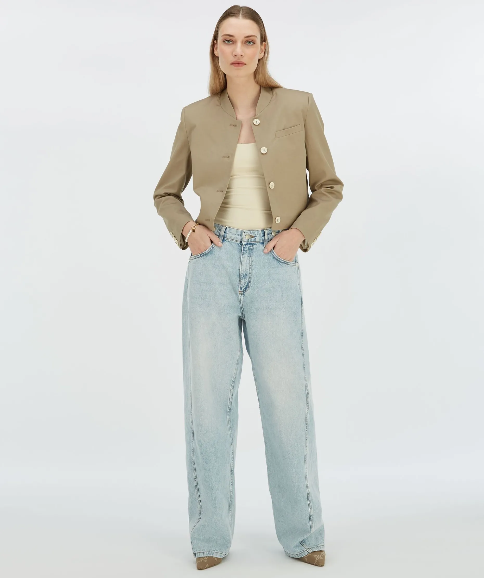 JAMIE cropped jacket - light mink