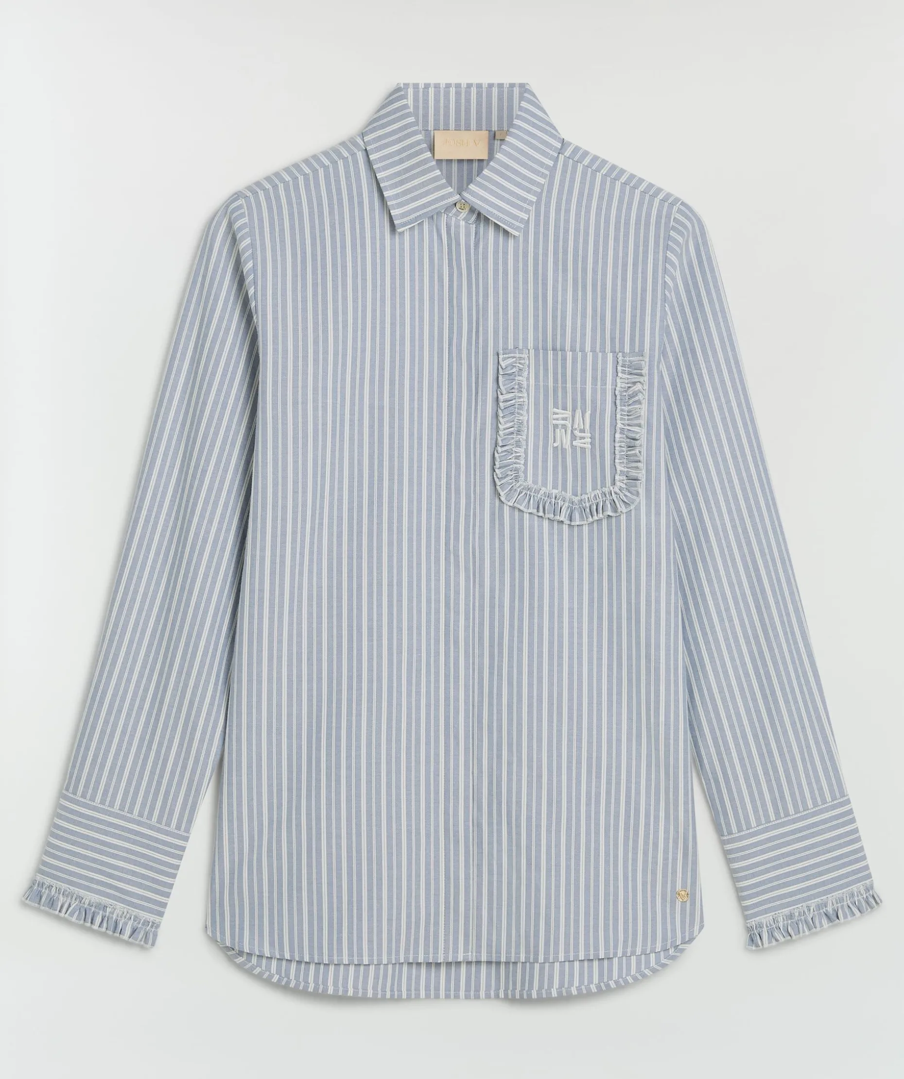 JENNIE regular fit blouse met strepen en ruches - bright blue off white