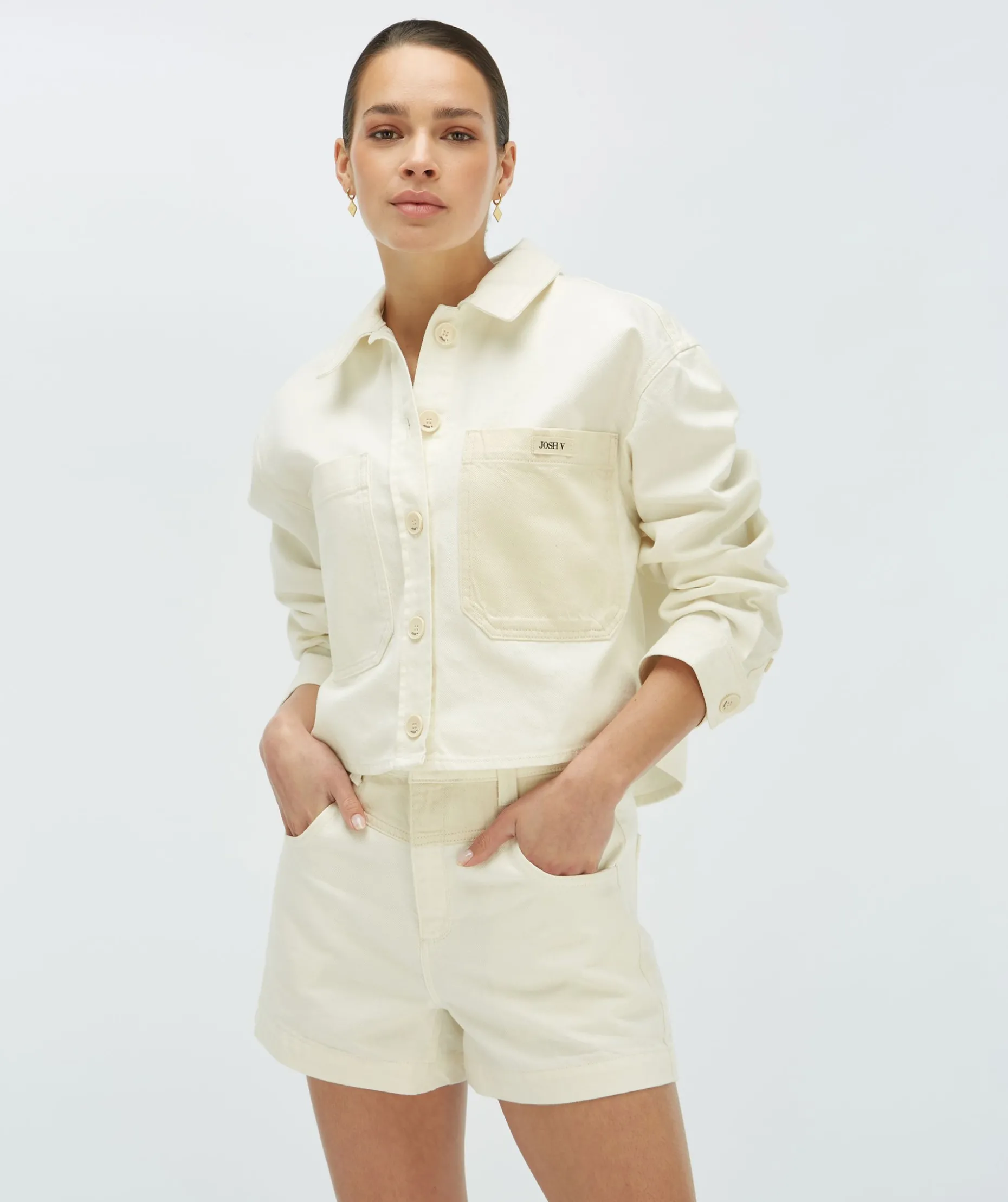JOLETTE cropped regular fit jacket - light ecru