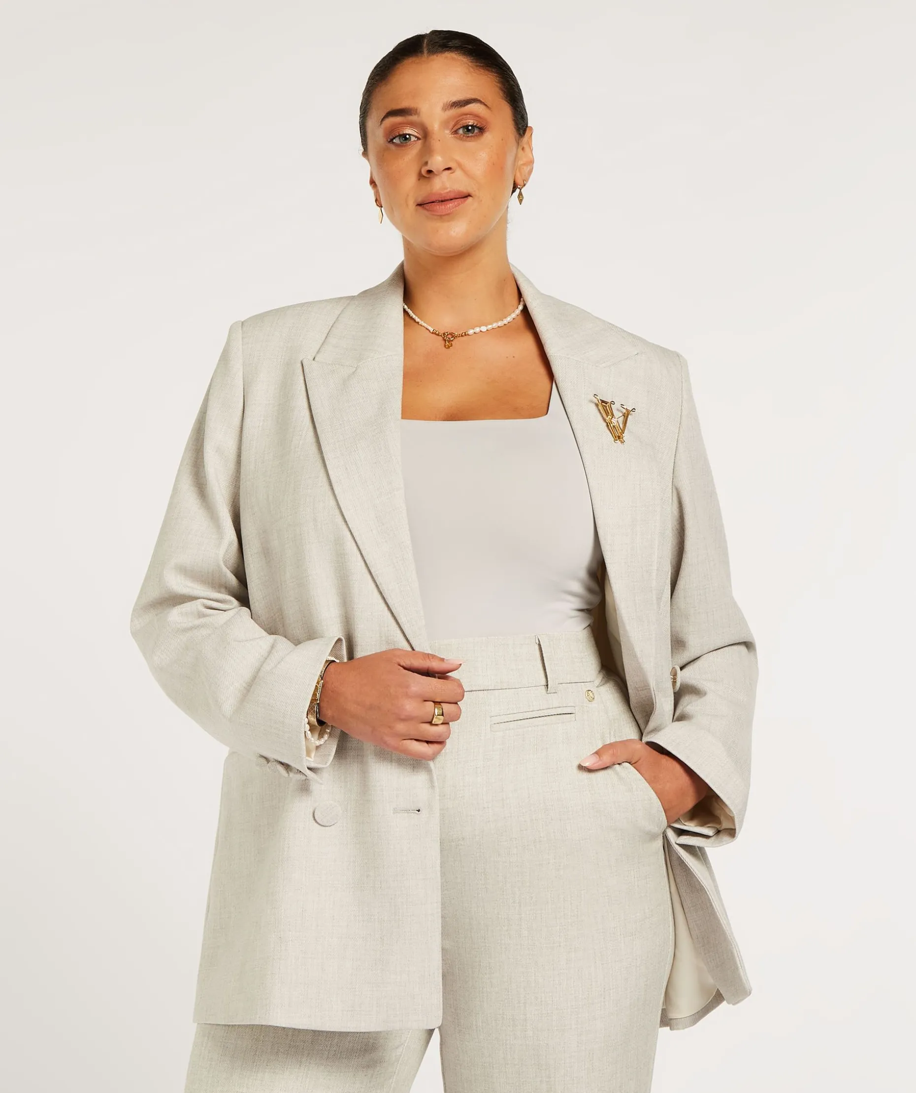 JV DILLEN straight fit blazer - light grey melange