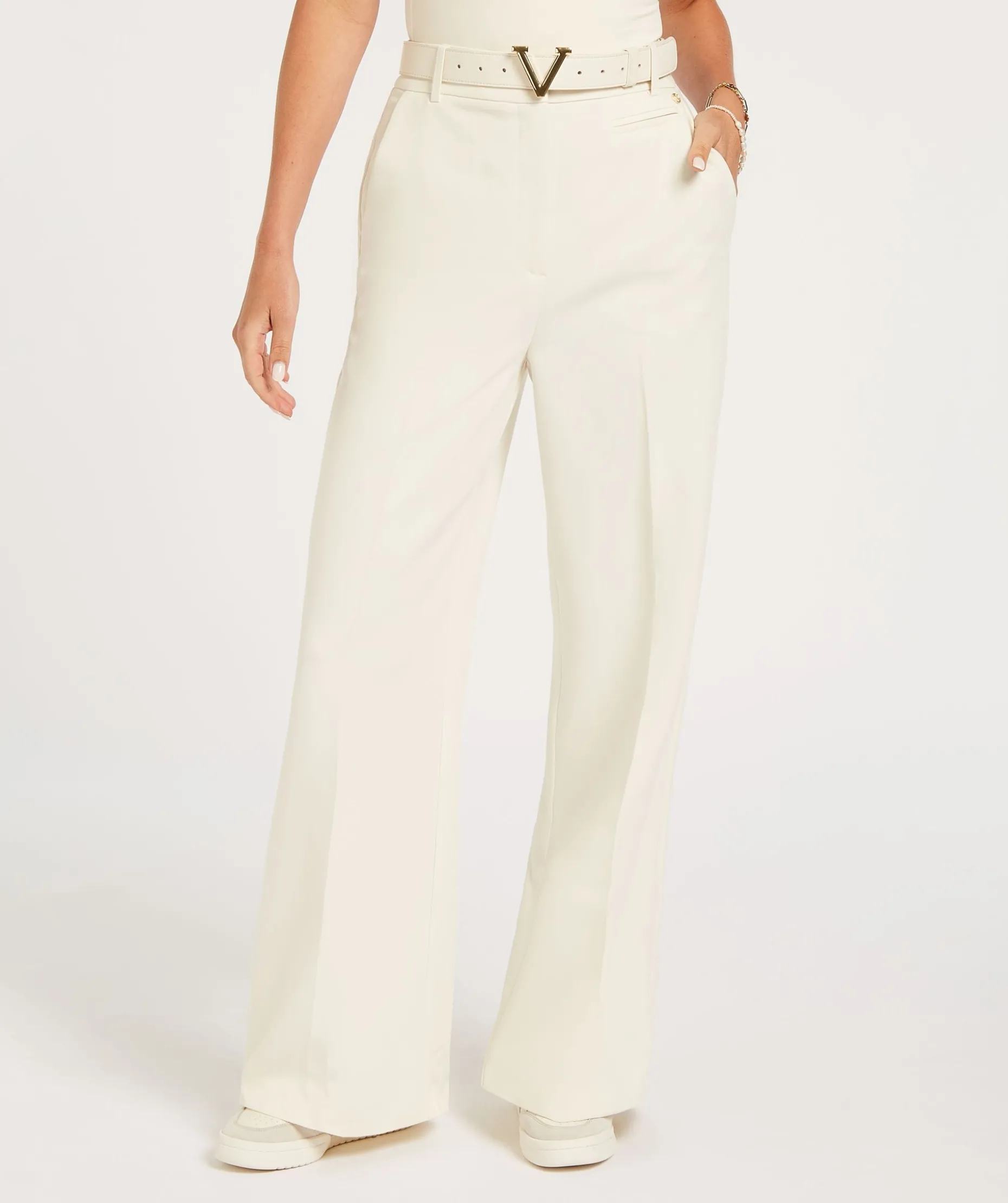 JV KATE high rise wide leg pantalon - creme white