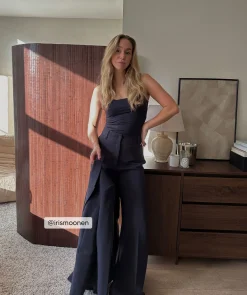 JV KATE high rise wide leg pantalon - dark blue
