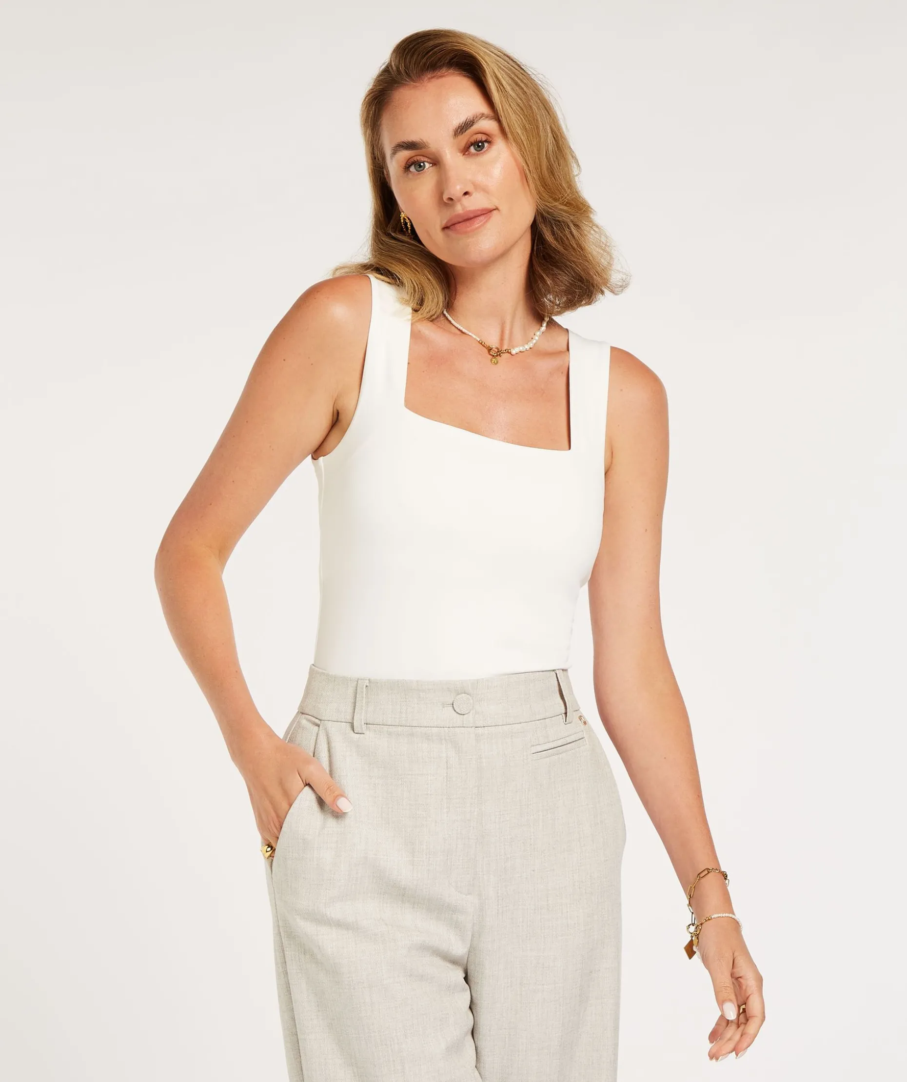 JV LINDE slim fit top - off white