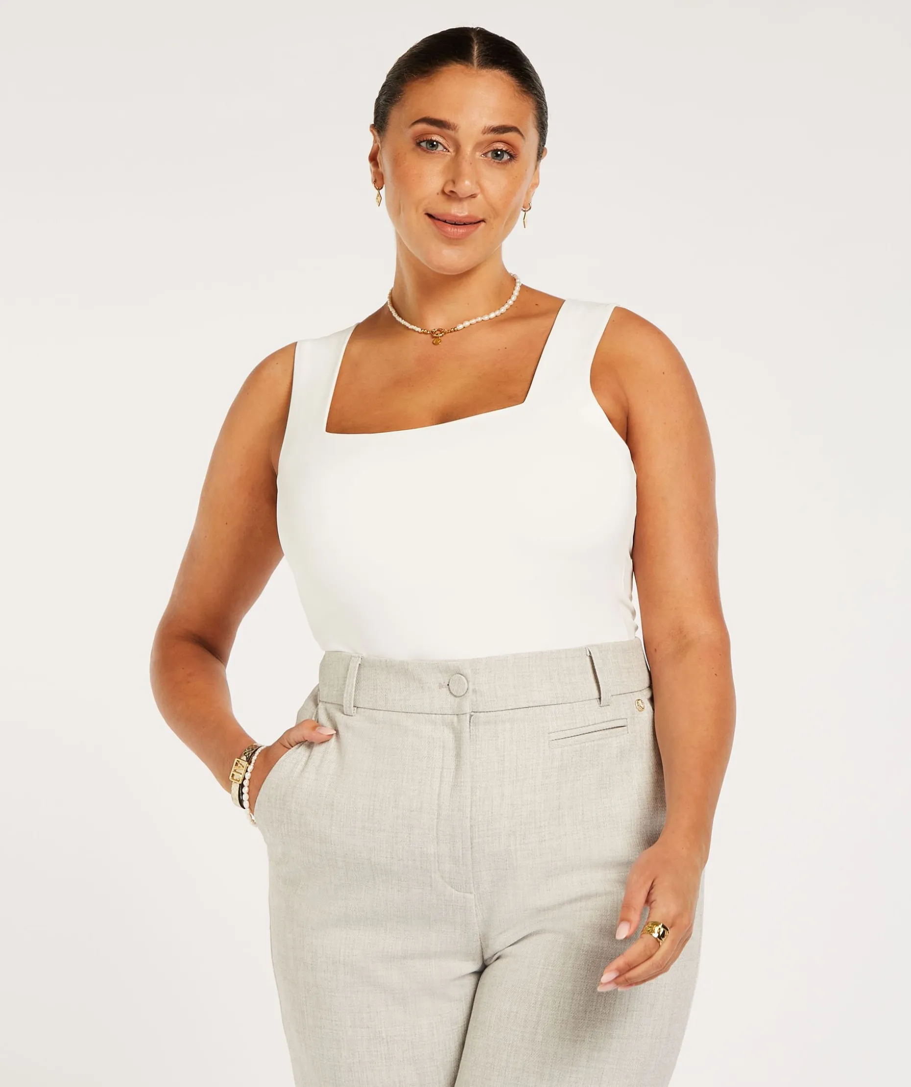 JV LINDE slim fit top - off white