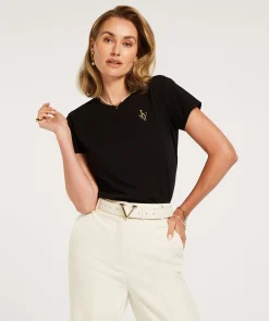 JV ZOE EMBROIDERY slim fit T-shirt - black